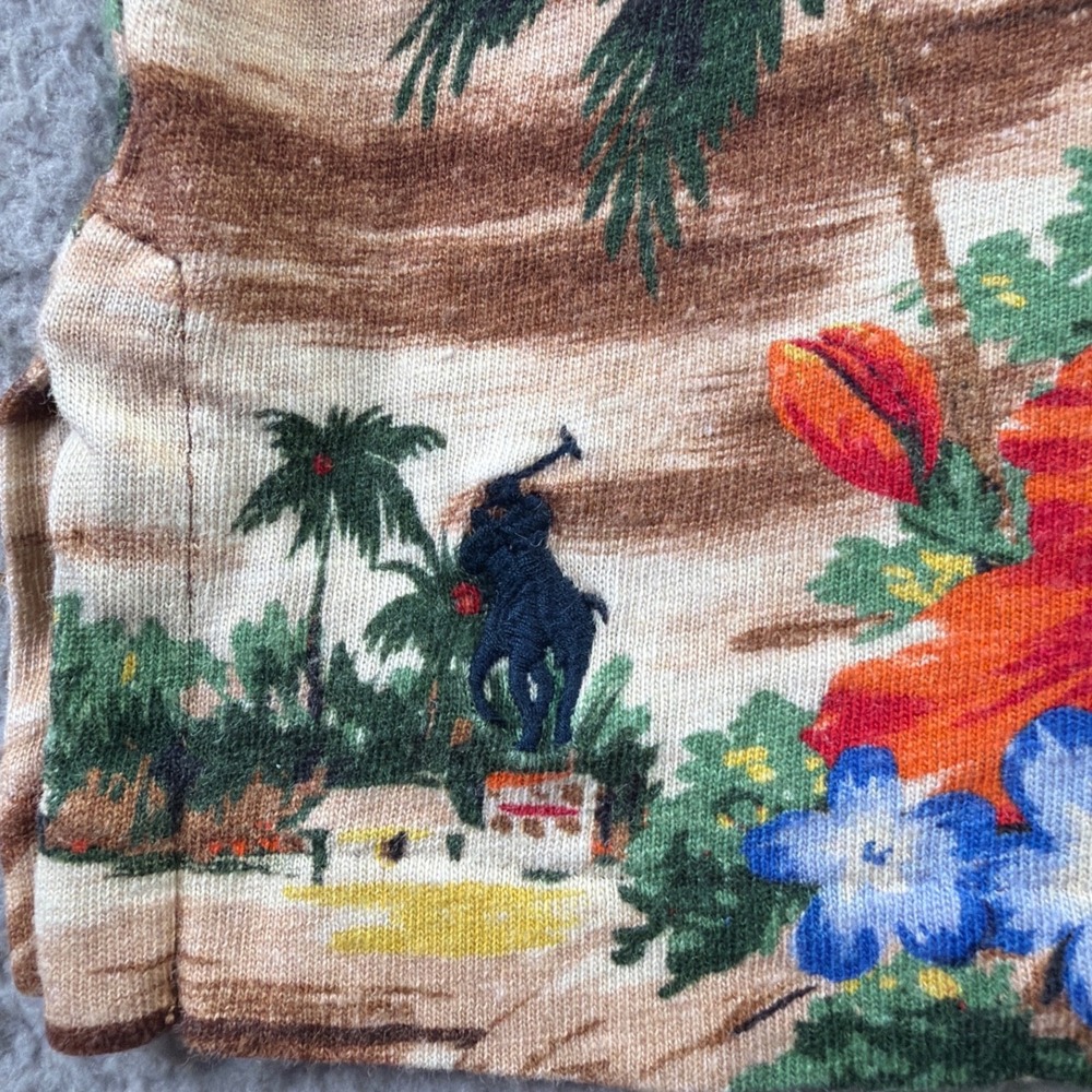 VTG Polo Ralph Lauren Loop Collar Hawaiian Shirt Mens XL Classic Fit Linen Blend - Picture 7 of 11